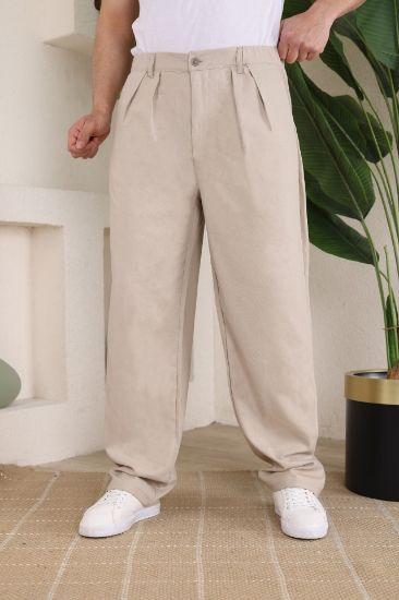 Erkek Beli Lastikli Pileli Baggy Pantolon resmi